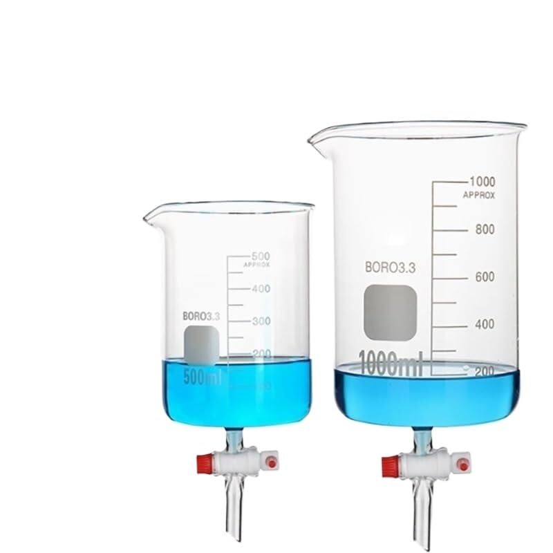 Matraz de vidrio de alto contenido en borosilicato Vaso de vidrio de borosilicato alto de perfil bajo con bomba de vacío de PTFE laboratorio de 500-5000 ml(500ml)