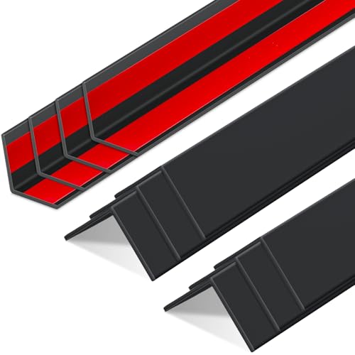Image of Sasylvia 10 Pcs Wall Corner Protector Guards with Self Adhesive, 1-1 /2 x 48 Inches, Black Vinyl Corner Trim Molding Plastic for Wall Furniture Door Cabinet Table Edge, Avoid Scratching, Easy Install