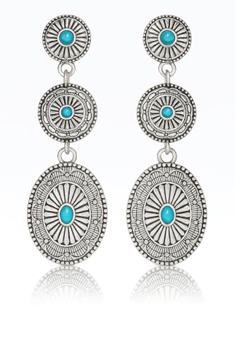 Boucles d'oreilles pendantes western et turquoise pour un style cowgirl