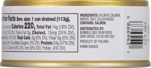 Image of Bumble Bee Prime Atlantic Salmon, 5 oz Easy Open Cans (Pack of 12) - Premium Salmon - 24g Protein per Serving - Gluten Free & Kosher