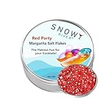 Snowy River Margarita Salt Flakes - Red Party (1x3oz Tin); Naturally Colored Premium Cocktail Rimming Salt; Margarita Rimming; Culinary & Dessert Decorating