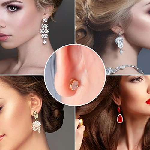 Prasacoo 12 Pcs Silicone Earring Backs Soft Clear Rubber Earring Backs for Studs Safety Earrings Backs Replacements Plastic Earring Stoppers for Earrings Hooks (6 Gold+6 Silver)