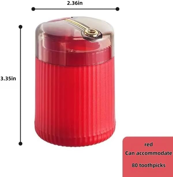 Automatic Toothpick Dispenser, Pop-Up Toothpick Dispenser, Easy To Use With One Hand, Detachable Lid, Easy To Clean, Durable And Safe Design, Suitable For Home Kitchens(red)