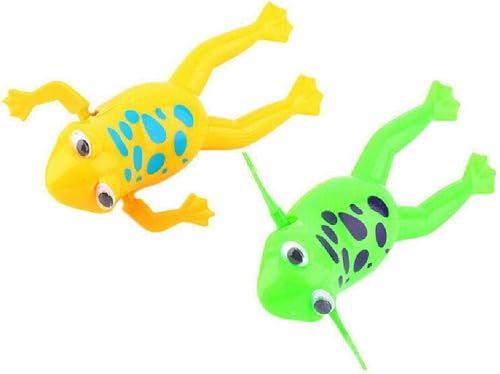 ND 2Pcs Cute Bathroom Tub Bathing Toy Clockwork Wind UP Plastic Bath Frog Baby Kids