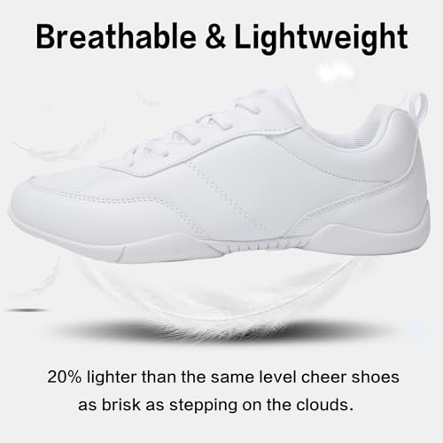 Image of Cheer Shoes for Youth Girls White Cheerleading Athletic Dance Shoes Tennis Sneakers for Competition Sport Training