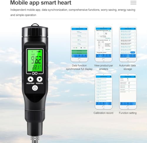 Medidor de oxígeno disuelto digital con Bluetooth para control de agua 4