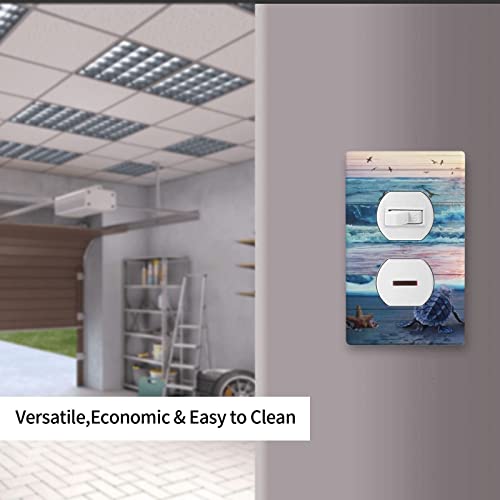 Sea Beach Wave Turtle 1 Gang Electrical Duplex Outlet Covers Decorative Single Receptacle Plug Wall Plate Faceplate Life Art Painting Teal Blue Ocean Theme For Bedroom Office Decoration Artwork #TOP6