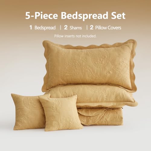 Image of HZ & HY Oversized Alaskan King Bedspreads 138x122, Paisley, Honey Gold