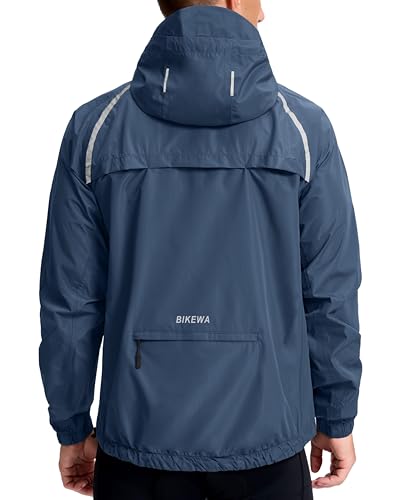 Image of Bikewa Men's Cycling Rain Jackets Waterproof Running Bike Windbreaker Lightweight Packable Hooded Jacket