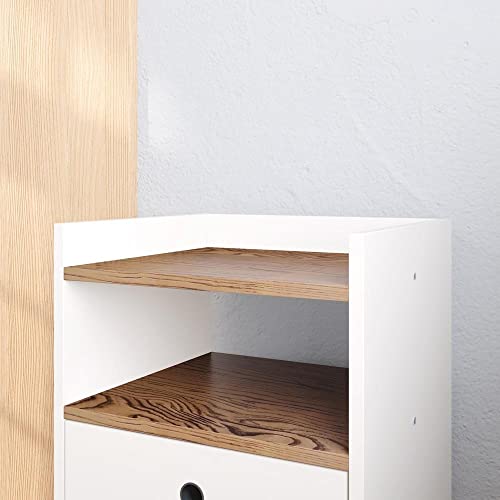 Mesa De Cabeceira Quarto Dream 2 Gavetas com Pés Estilo Retrô (Off White/Freijo)