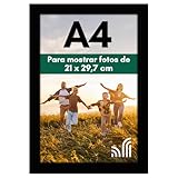 Americanflat A4 Marco de Fotos - MDF Madera Color Negro con Cristal Irrompible y Accesorios para Colgar y Pie - Marco Fotos Pared o Mesa con Visualización Horizontal o Vertical