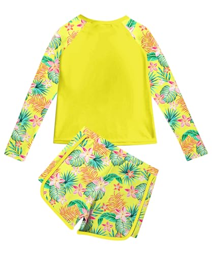 Image of Vogseek Girls Rash Guard Swimsuits 2 Piece Bathing Suit UPF 50+ Summer Swimwear Size 7-12T