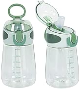 14oz BPA Free Water Bottle With Straw - Leak-Proof Kids Bottle With Handle For Toddlers & Adults