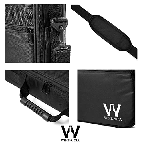 Bolsa Mala Para Transportar 6 Garrafas Vinho em Viagens Com Espuma De Proteção Anti Shock (Preto)