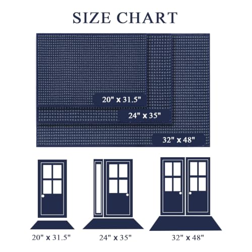 Image of hicorfe Waffle Door Mat Indoor Entrance,48 inchx32 inch Non Slip Indoor Mat,Blue