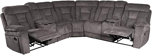 Homelegance Rosnay 3 Piece Reclining Sectional With Console, Chocolate #TOP2