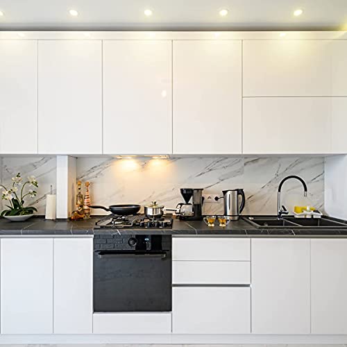 Image of Vinyl Contact Paper Decorative for Cabinets Countertops Kitchen Shelves Liner Self Adhesive Film Peel and Stick Waterproof Removable Wallpaper (Inches 24 x 300, Glossy White)