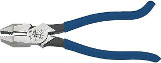 Klein Tools D213-9ST High-Leverage Ironworker's Pliers, Twist and Cut Soft Annealed Tie Wire, Hook Bend Handle, Spring Loaded, Heavy-Duty Jaws
