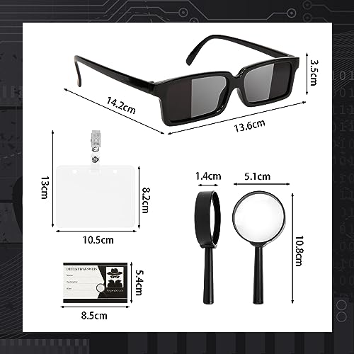 LOHAME 20 Stück Detektiv Set Kinder, Entdecker Zubehör Entdeckerspielzeug mit Lupe Spionagebrille Kartenhülle und Clip Forscherset für Detektivwesen Cosplay Outdoor Forscher Rollenspiel Party