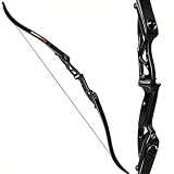 Toparchery Archery 56' Black Hunter Recurve Bow Takedown Hunting Recurve Bow Metal Aluminum Riser Crack-Resistant Design for Hunting & Competition Archery Right Hand Black Long Bow(50lbs)