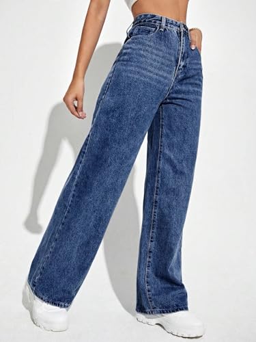 Image of TAGAS Women's High Waisted Wide Leg Jeans - Baggy Denim Pants, Loose Fit Casual Straight Leg Pant for Girls & Womens