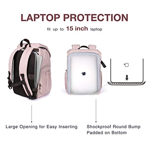 BAGSMART-Camera-Backpack-Anti-Theft-DSLR-SLR-Camera-Bag-Water-Resistant-Canvas-Backpack-Fit-up-to-15-Laptop-with-Rain-Cover-Tripod-Holder-for-Women-and-Men-Pink