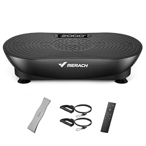 MERACH Vibrationsplatte Für Training Und Körperformung, Mit 99 Geschwindigkeitsstufen, Integriertem Bluetooth-Lautsprecher, Led-Touchscreen Und Elastischen Zugschnüren (Schwarz)