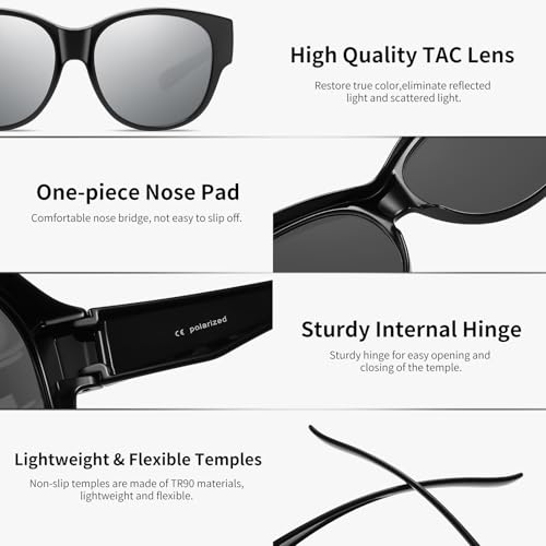 Image of GEGURI Polarized Sunglasses Fit Over Glasses for Men Women, Oversized Square Sun Glasses UV400 Protection Shades