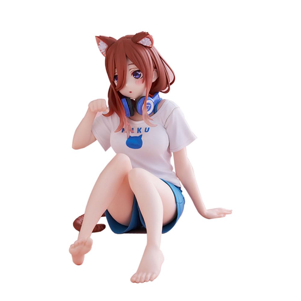 5 figuras de anime, The Quintaesencia Quintuplets, figura de Nakano Miku/Nakono Yotsuba, modelos de personajes, lindos gatos, decoración de escritorio, adornos de colección de PVC, regalo