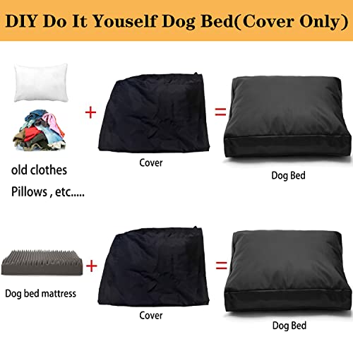 Aacabo Replacement Dog Bed Cover,Heavy Duty Waterproof Removable 44\" L x 32\" W x 4\" H Reusable Dog Bed Covers with Zipper-Cover Only