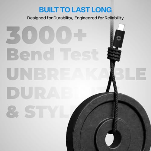 Image of Amkette Mozen Certified 65W Type C to Type C Braided Cable | C to C Cable Fast Charging | 480 Mbps Data Transfer | Compatible with iPhone, Samsung, Nothing, Motorola, Xiaomi, Realme & USB-C Devices