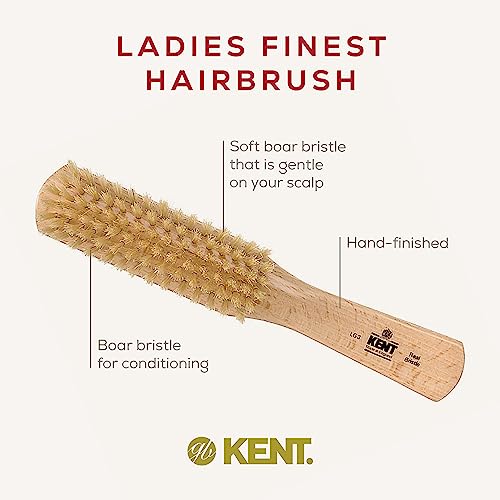Kent Brushes Ladies Finest, Beechwood Pure White Bristle Narrow LG3 Brush, Ideal for Detangling Fine Hair Beechwood Narrow Brush - Image 4