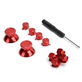 SENECESLI Metal Thumbstick for Controller, Golden Aluminum Alloy Joystick Replacement, Ergonomic Grip Simulator with Screwdriver, Gamepad Accessory for Enhanced Gaming Experience (Red)