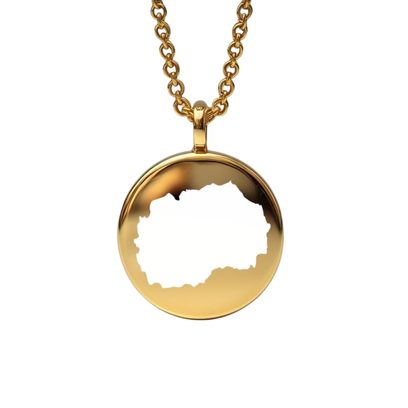 Pendentif Macédoine du Nord en argent plaqué or, le bijou rond idéal pour voyager