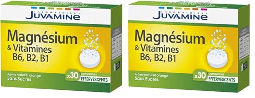 JUVAMINE - Magnésium + Vitamines B6, B2, B1 - Orange - 30 Comprimés Effervescents (Lot de 2)