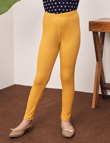 Image of Amazon Brand - Symbol Girl's Cotton Ribbed Stretchable Leggings | Ankle Length | Aged 2-14 Years