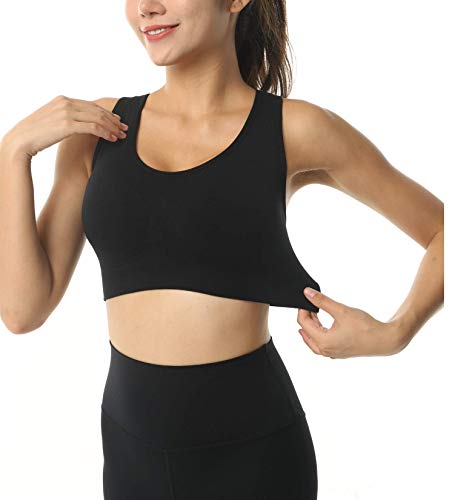 Akamc Women's Zip Front Sports Bra Wireless Post-Surgery Bra Active Yoga Sports Bras,Large #TOP3