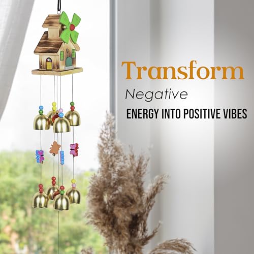Image of ZAICUS Feng Shui Wind Chimes for Home - Hanging Decorative Items for Balcony - Positive Energy Items for Home - Wind Chimes for Balcony (House Wind Chime- 9-Bells)
