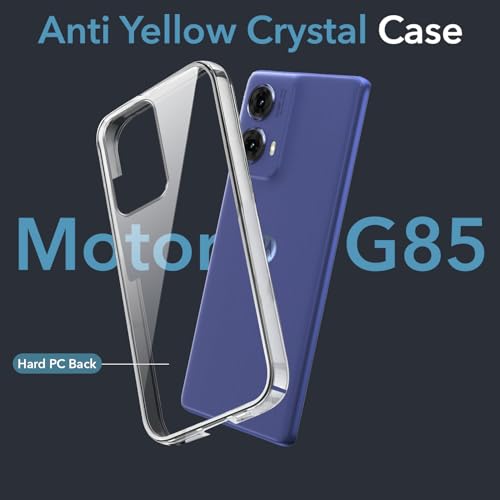 Image of Jkobi Lifetime Anti-Yellow Clear Back Cover Case for Motorola Moto G85 5G (Sleek Hard Crystal | Shockproof and Camera Protection)