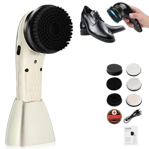Cepillo Limpiabotas Eléctrico, Limpiabotas De Mano Con 6 Cabezales De Cepillo Reemplazables Y Base, Potente Funcionamiento Silencioso, Proporciona Un Poder De Limpieza Insano, Para Cuero Y Tela