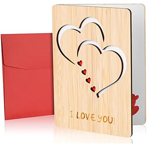 Vicloon Wooden Greeting Card with Double Heart Cover