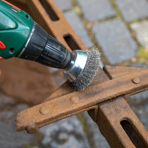 Image of 2 Inch Wire Cup Brush Set for Drill - 1 /4 Inch Round Shank Abrasive Wire Cup Brush - Stainless Steel Crimped Carbon Steel Brush for Rust,Cleaning,Deburring,Removing Paint