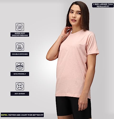 Image of Sleepynuts Women Boyfriend Plain Round Neck Half Sleeve T-Shirt