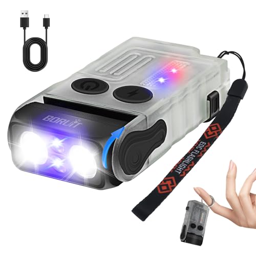 BORUIT V20 Kleine leistungsstarke EDC-Taschenlampe, 1000 lm, USB C, wiederaufladbar, 365 nm, UV-Schlüsselanhänger, 180° drehbar, Zwei-Wege-Clip, Magnet, mit mehrfarbigem COB-Licht, 13-Modus (weiße BORUIT V20 Kleine leistungsstarke EDC-Taschenlampe, 1000 lm, USB C, wiederaufladbar, 365 nm, UV-Schlüsselanhänger, 180° drehbar, Zwei-Wege-Clip, Magnet, mit mehrfarbigem COB-Licht, 13-Modus (weiße