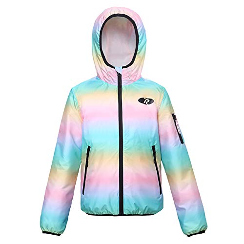Rokka&Rolla Girls' Lightweight Water-Resistant Jersey-Lined Hooded Windbreaker Jacket
