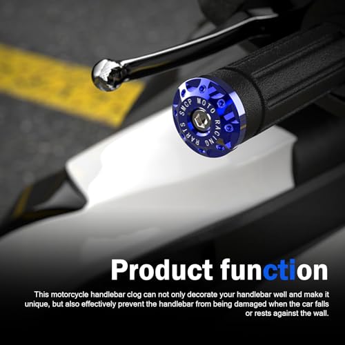 Image of 2 PCS Motorcycle Bar End Plug, Aluminum Alloy Handlebar Grip End Caps for Electric Car Scooters, Off-Road Motorcycles (Blue)