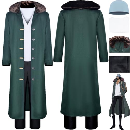 bbganlian Anime One Piece Kuzan Disfraz de cosplay Monkey D. Luffy Juego de Roles Uniforme Conjunto Completo Halloween Fiesta Carnaval Traje de Vestir con Sombrero para Hombres (S)