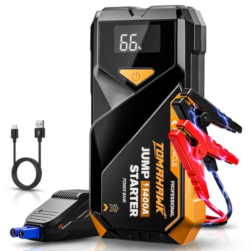 Image of TOMAHAWK JUM-5635 Jump Starter PowerBank | 8000mAh Battery | Fast-Charging | 700A (1400 A Peak) | LED Flashlight with SOS & Strobe | Type-C Quick Recharge | Car, Bike, LED Light in Travel, Cooking