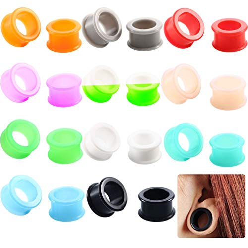 Cabbe 24Pcs Silicone Tunnels Ear Gauges Kit 6G-22Mm Double Flared Saddle Expander For Women Men Body Piercing Jewelry Gauge, 2G(6Mm) #TOP7