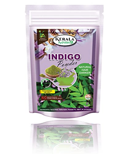 Kerala Ayurvedic Organic Indigo Powder for Hair Black Colour (100 Grams), Natural Avuri Leaf Powder, Neela Amari, Neel Patti, Neelayamari, Neli Aku, Indico Powder, Black, Black